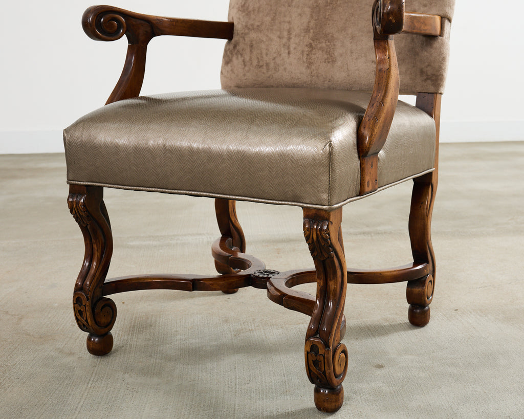 Set of Fourteen Baroque Style Os de Mouton Dining Chairs