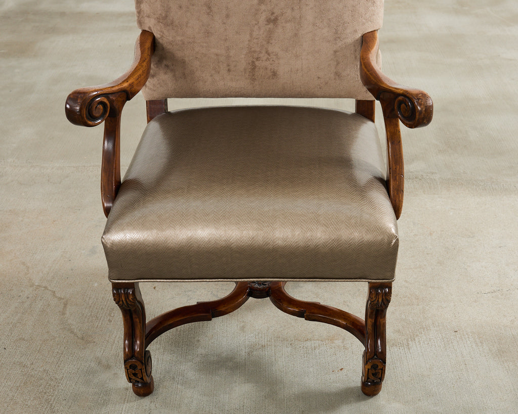 Set of Fourteen Baroque Style Os de Mouton Dining Chairs