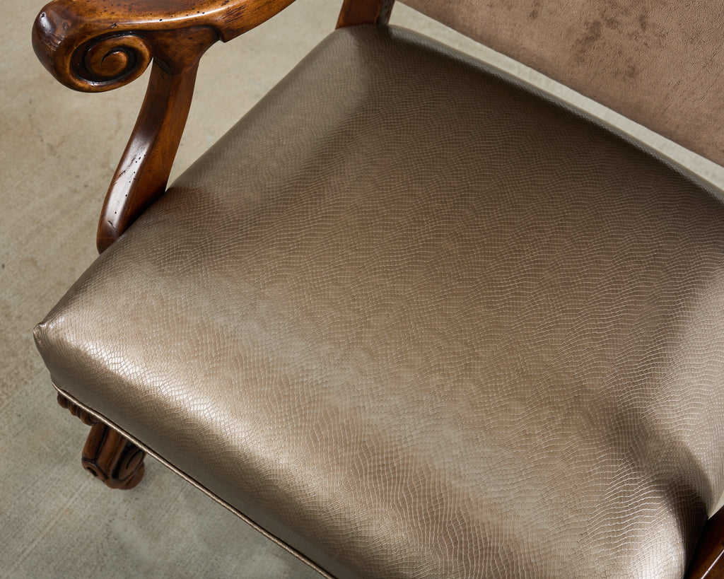 Set of Fourteen Baroque Style Os de Mouton Dining Chairs