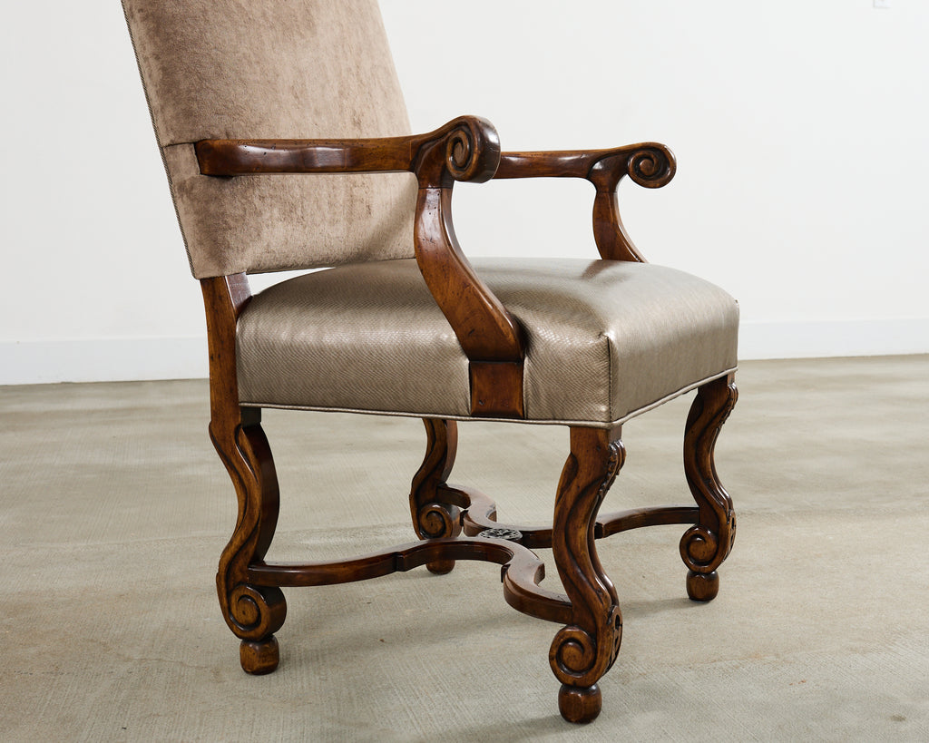 Set of Fourteen Baroque Style Os de Mouton Dining Chairs