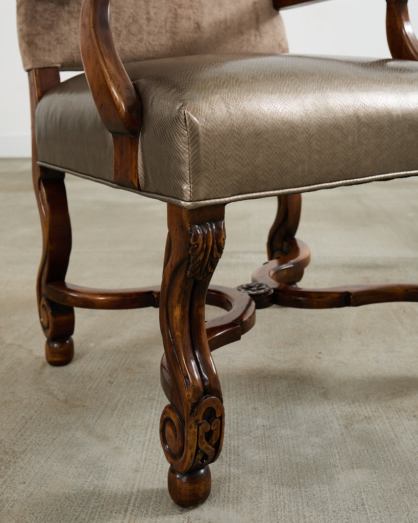 Set of Fourteen Baroque Style Os de Mouton Dining Chairs
