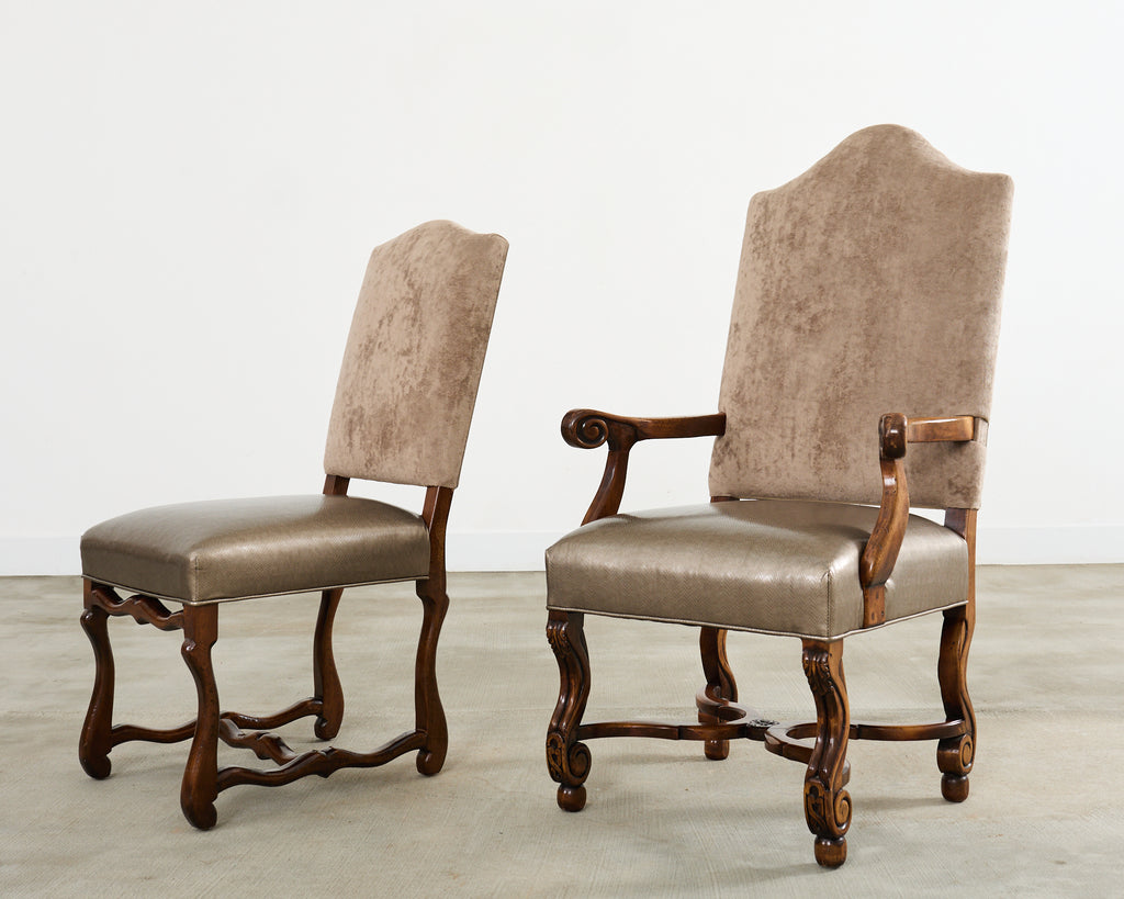 Set of Fourteen Baroque Style Os de Mouton Dining Chairs