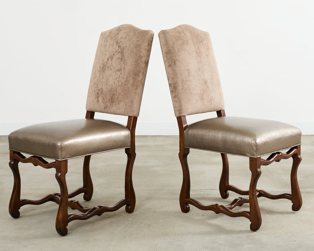 Set of Fourteen Baroque Style Os de Mouton Dining Chairs