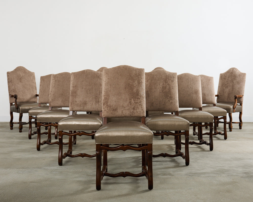 Set of Fourteen Baroque Style Os de Mouton Dining Chairs
