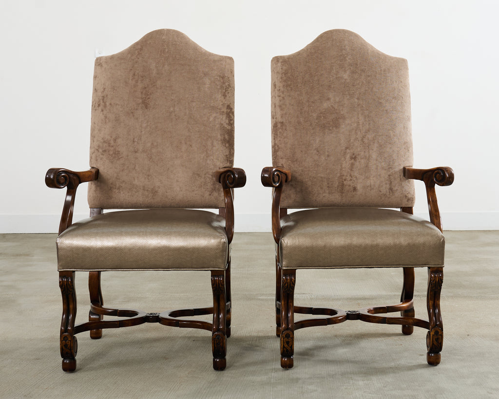 Set of Fourteen Baroque Style Os de Mouton Dining Chairs
