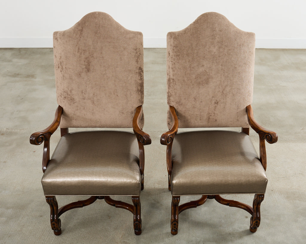 Set of Fourteen Baroque Style Os de Mouton Dining Chairs
