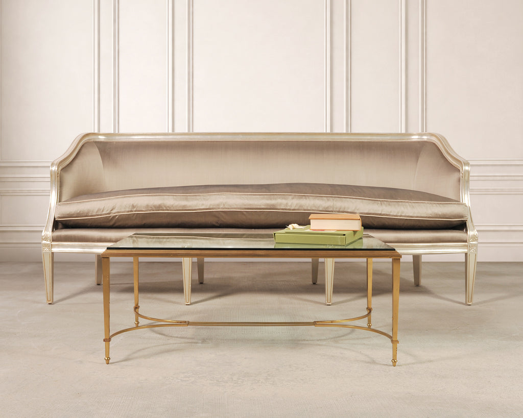 Dennis & Leen Italian Settee Cabriole Sofa Champagne Silver