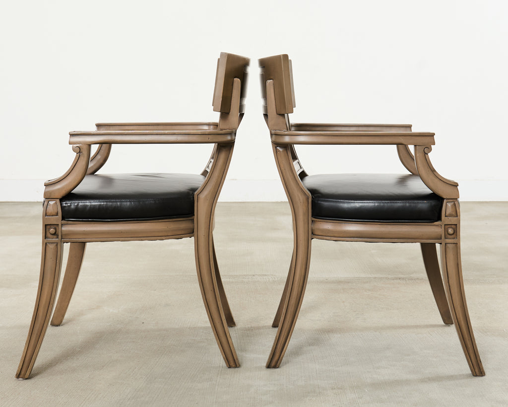 Set of Eight Michael Taylor Style Klismos Dining Armchairs