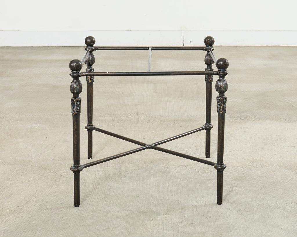 Pair of Michael Taylor Bronzed Montecito Marble Top Tables