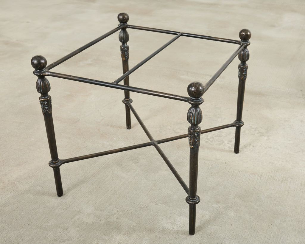 Pair of Michael Taylor Bronzed Montecito Marble Top Tables