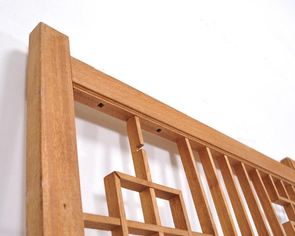 Mid-Century Four-Panel Teak Geometric Screen or Room Divider