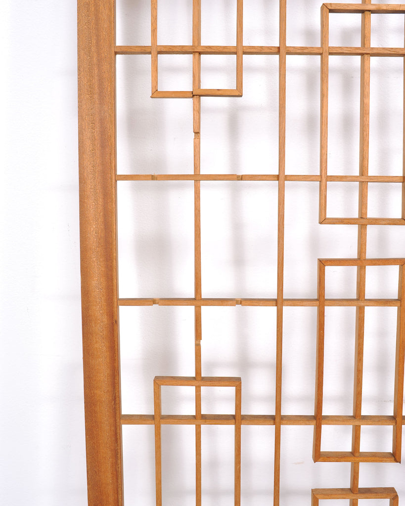 Mid-Century Four-Panel Teak Geometric Screen or Room Divider