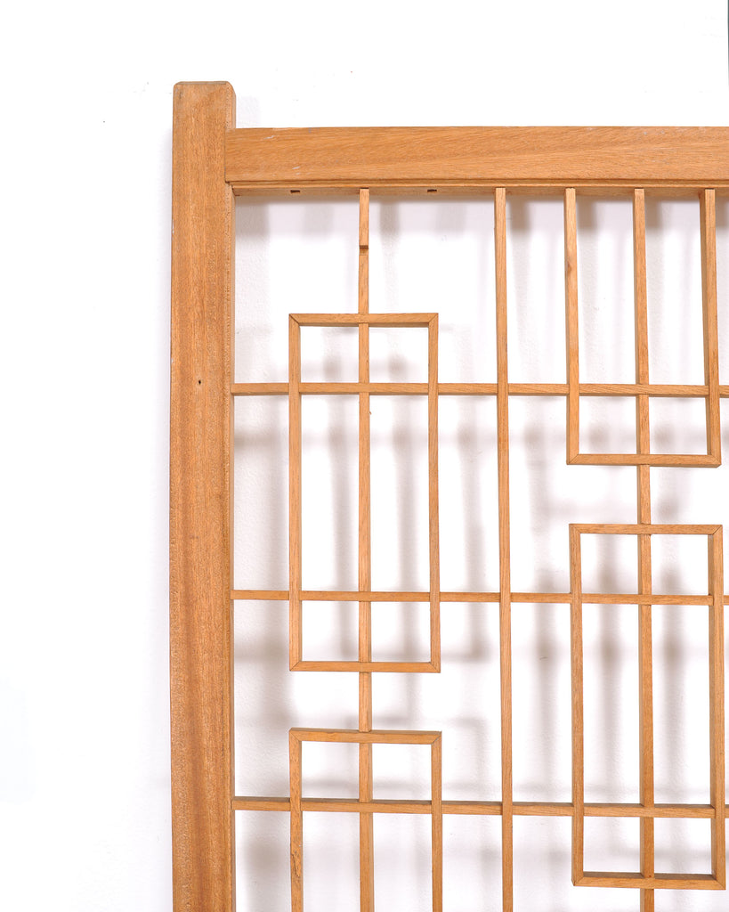 Mid-Century Four-Panel Teak Geometric Screen or Room Divider