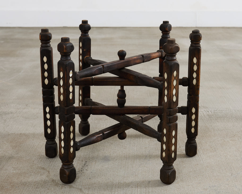 Moorish Moroccan Style Folding Brass Tray Drink Table