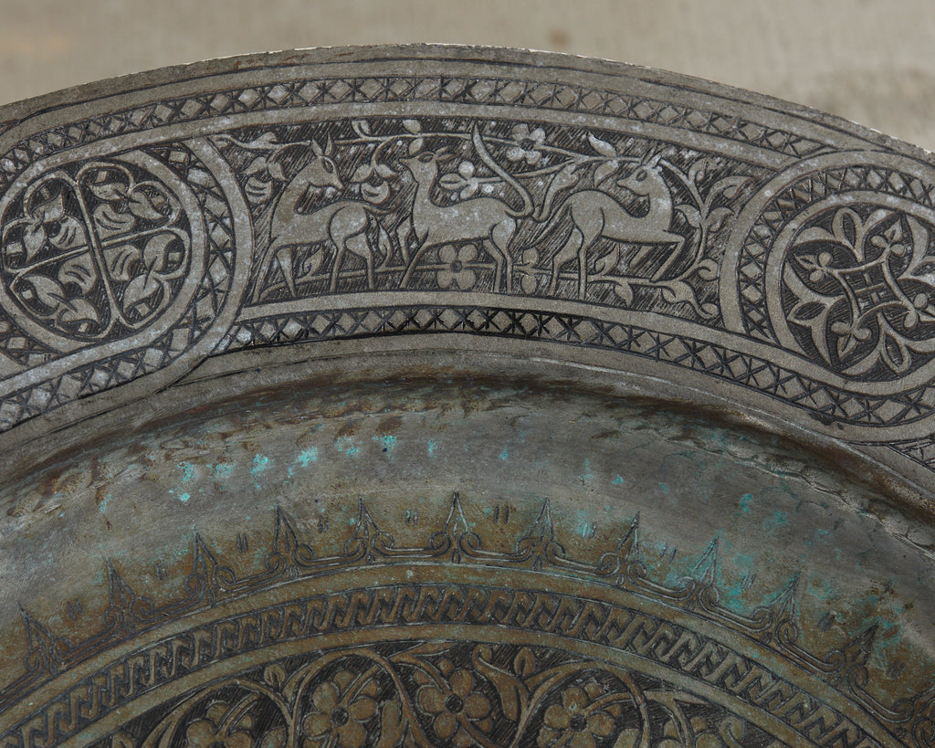 Moorish Moroccan Style Folding Brass Tray Drink Table