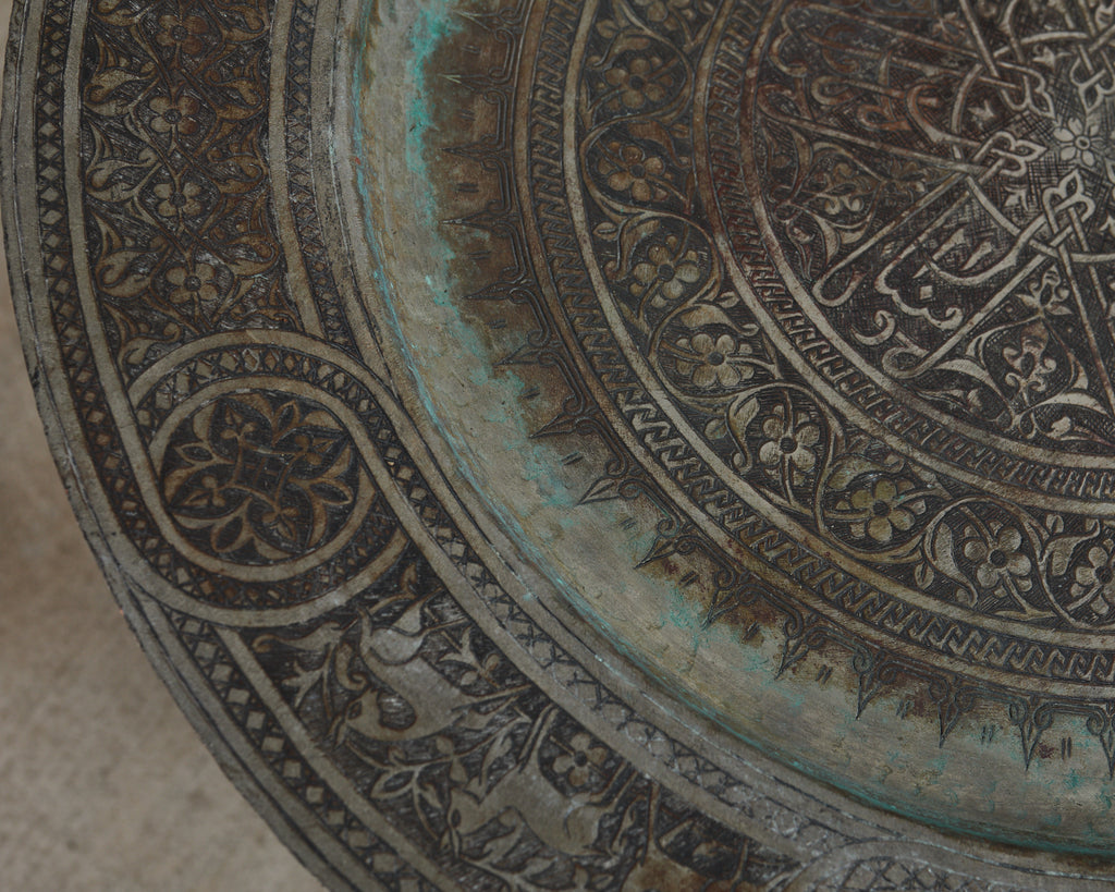 Moorish Moroccan Style Folding Brass Tray Drink Table