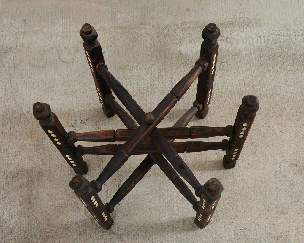 Moorish Moroccan Style Folding Brass Tray Drink Table