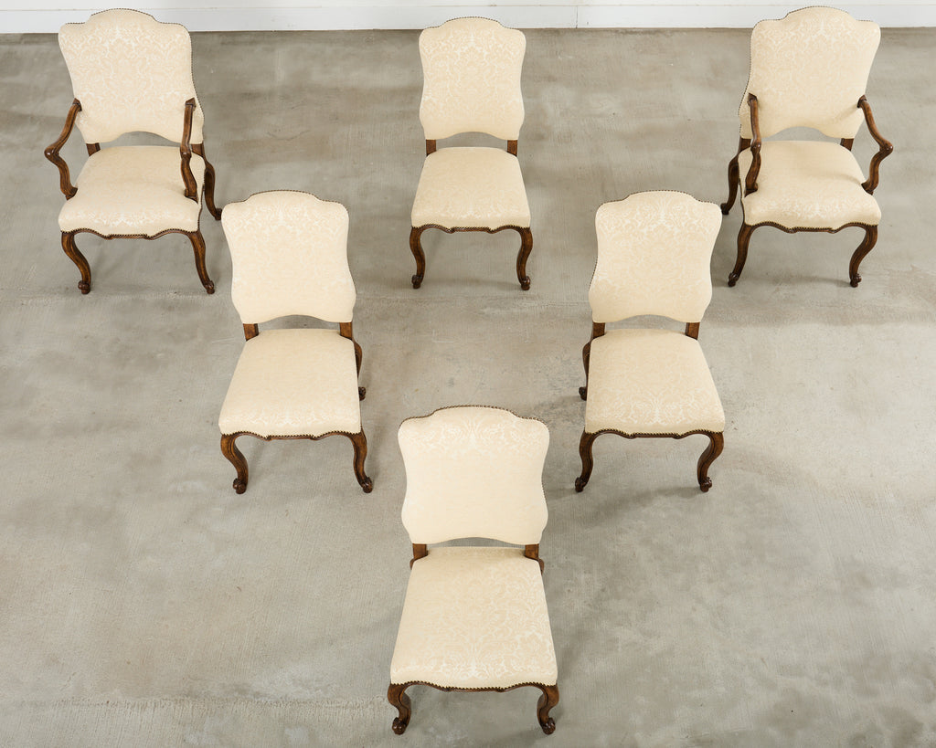 Set Six Minton-Spidell Regence Walnut Dining Chairs