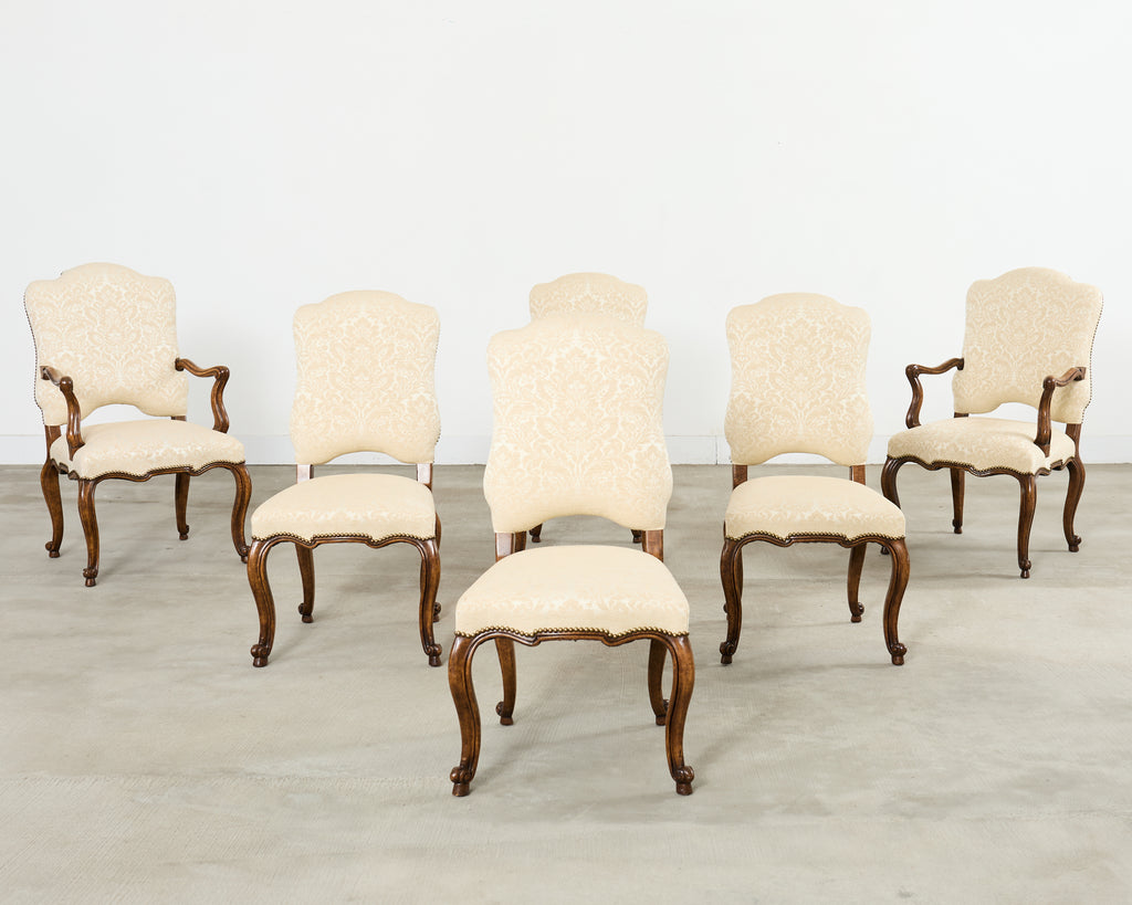 Set Six Minton-Spidell Regence Walnut Dining Chairs