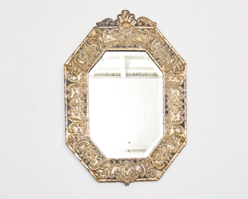 Anglo-Indian Silver Metal Clad Octagonal Mirror