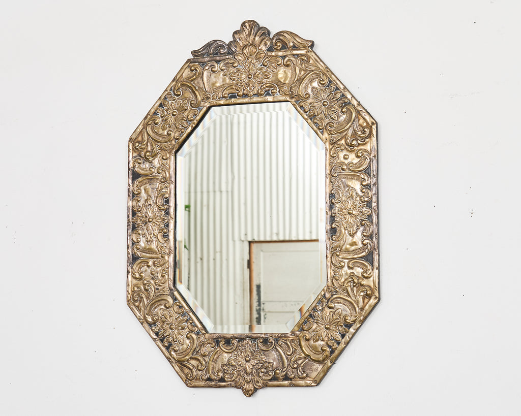 Anglo-Indian Silver Metal Clad Octagonal Mirror