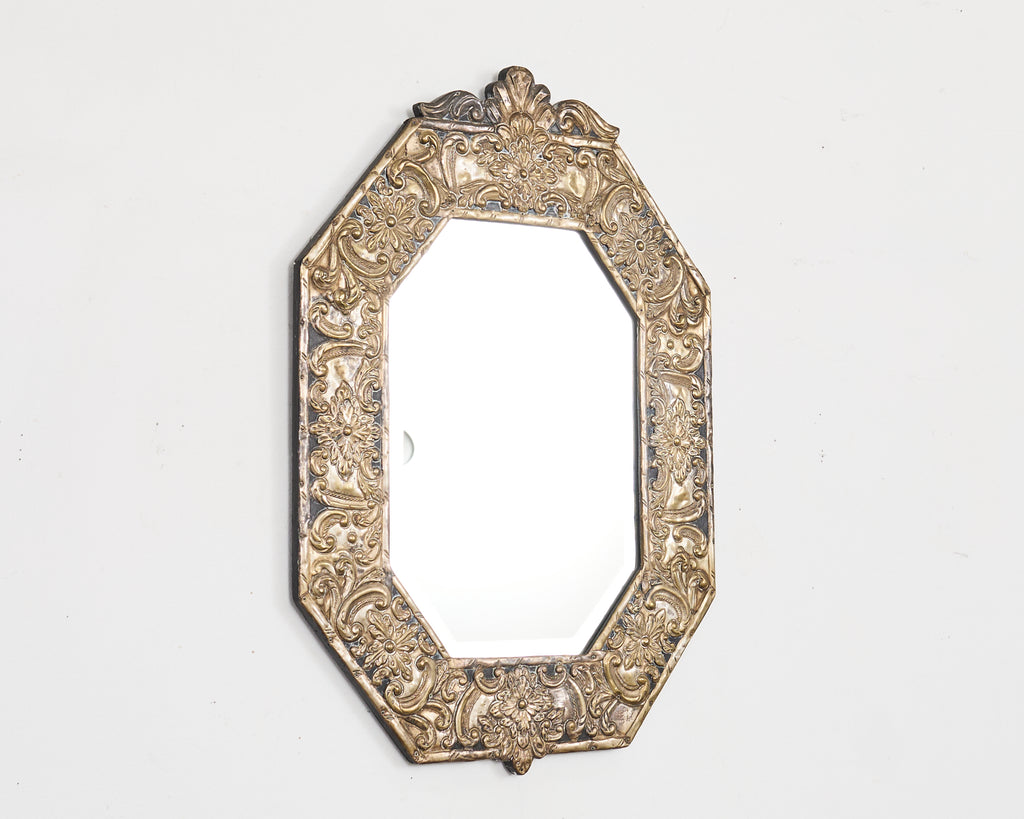 Anglo-Indian Silver Metal Clad Octagonal Mirror