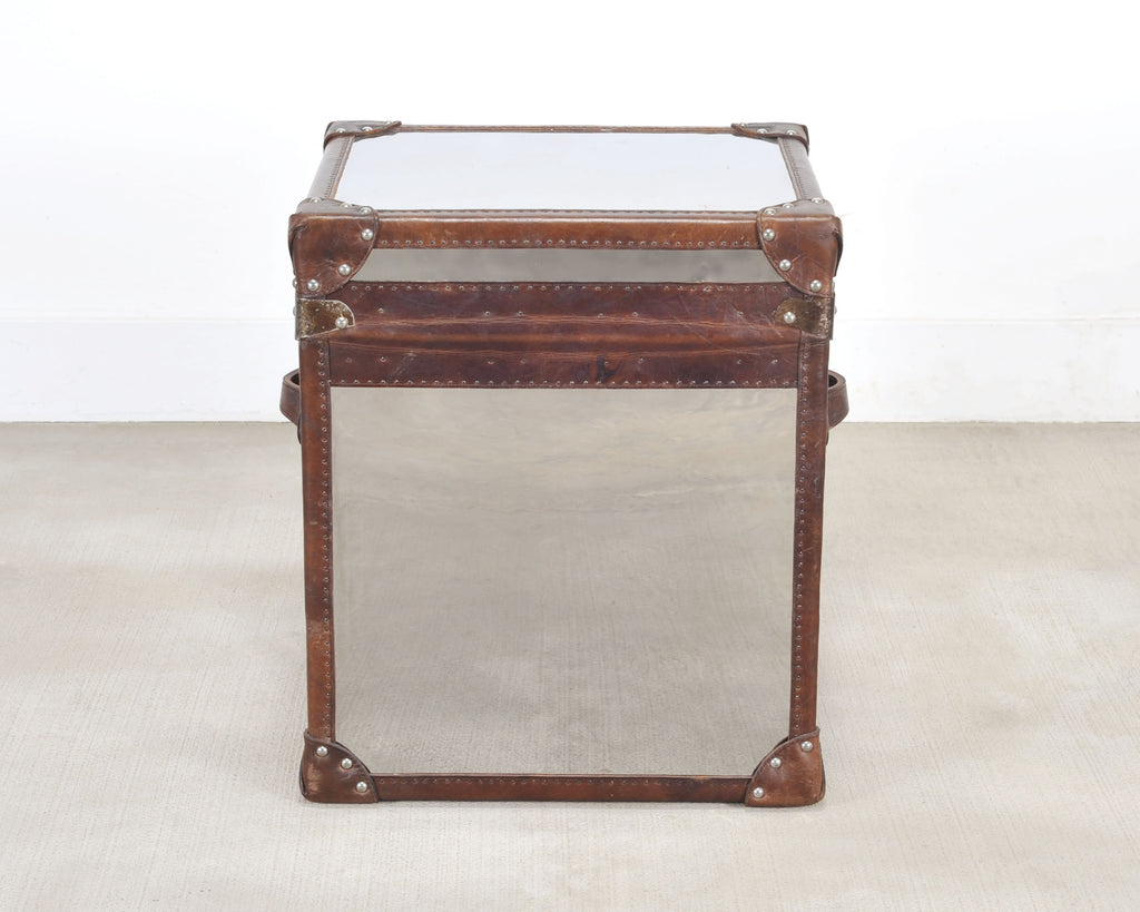 Timothy Oulton Steel and Leather London Steamer Hat Trunk