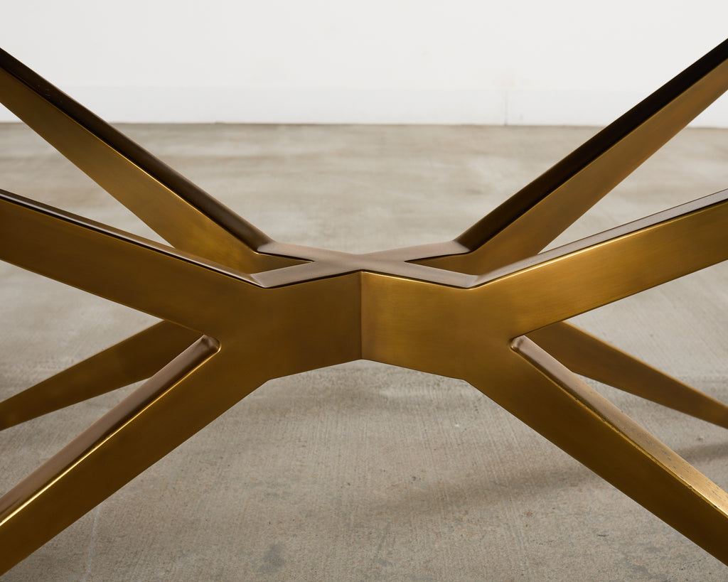 Midcentury Style Brass Base Walnut Writing Table Desk