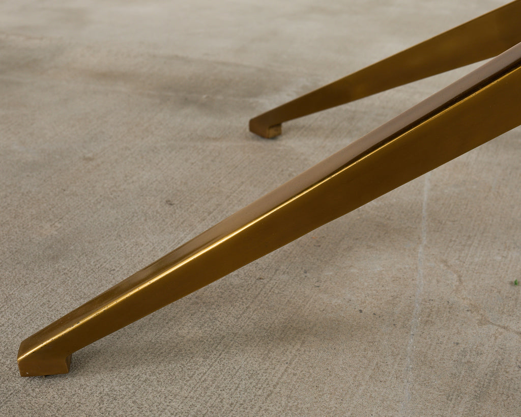 Midcentury Style Brass Base Walnut Writing Table Desk