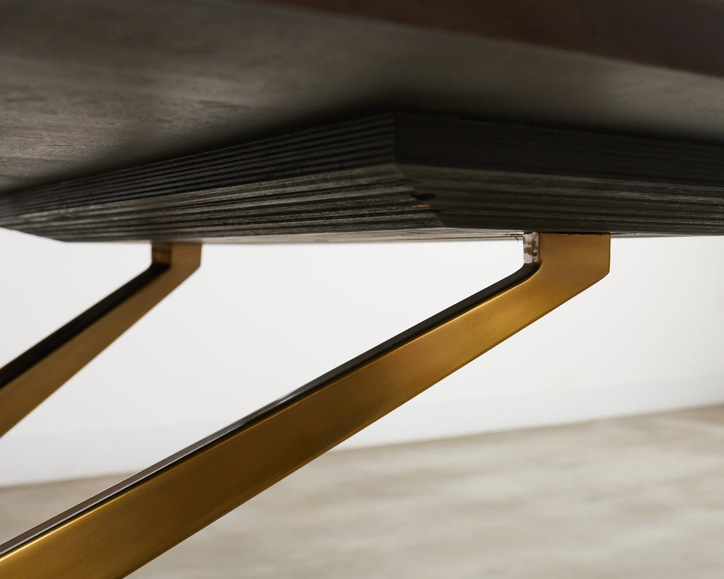 Midcentury Style Brass Base Walnut Writing Table Desk