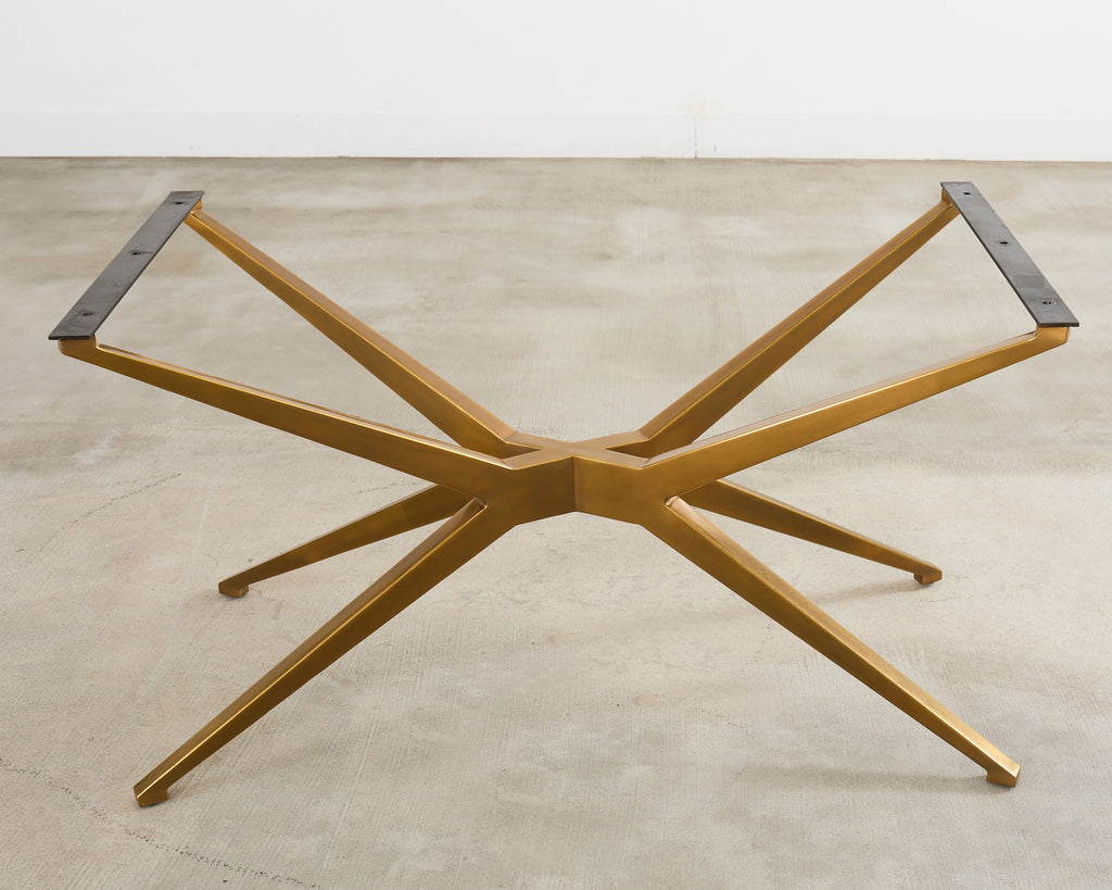 Midcentury Style Brass Base Walnut Writing Table Desk