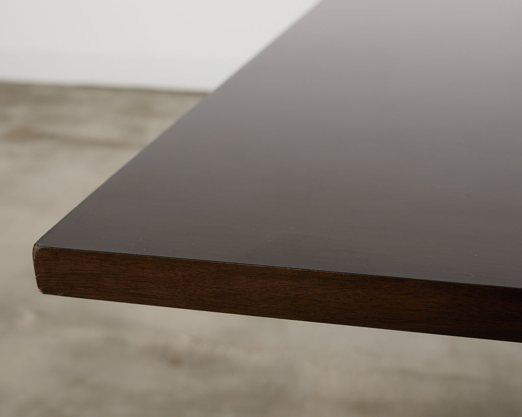 Midcentury Style Brass Base Walnut Writing Table Desk