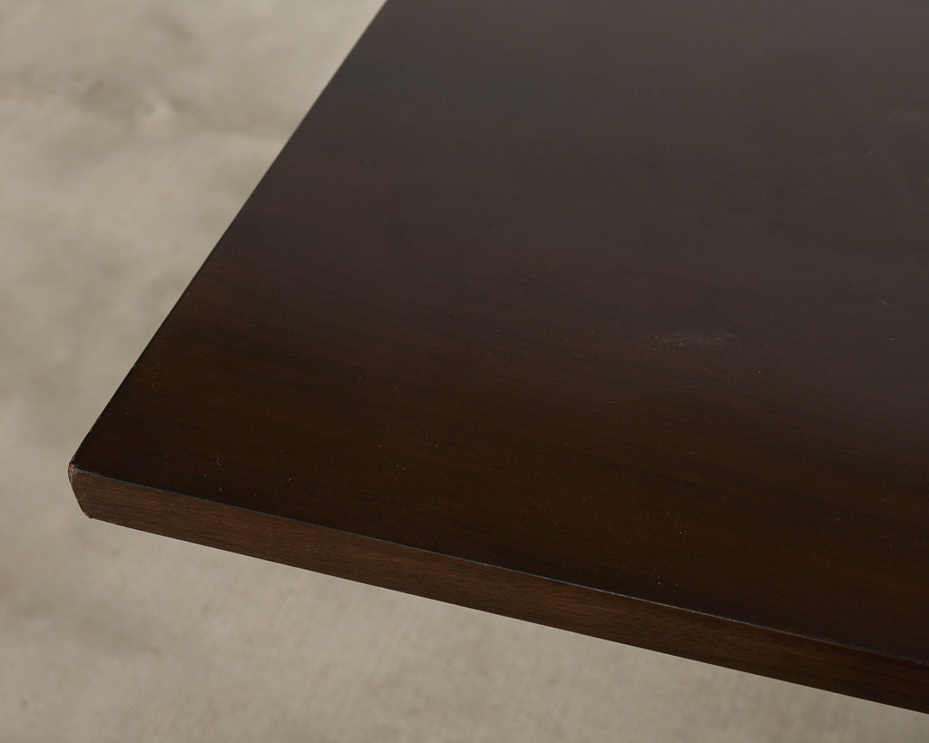 Midcentury Style Brass Base Walnut Writing Table Desk