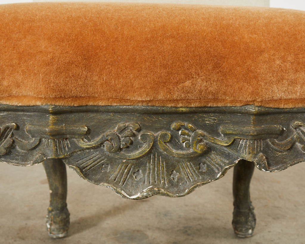 Set of Four Italian Baroque Style Dining Chairs with Mohair