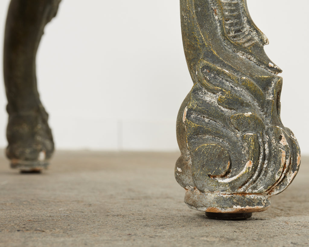 Set of Four Italian Baroque Style Dining Chairs with Mohair