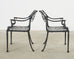 Pair of Neoclassical Star and Dolphin Garden Dining Armchairs