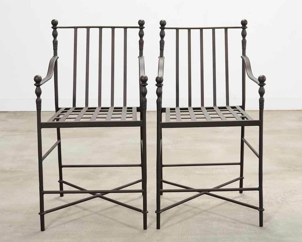 Set of Four Michael Taylor Montecito Bronzed Garden Counter Barstools
