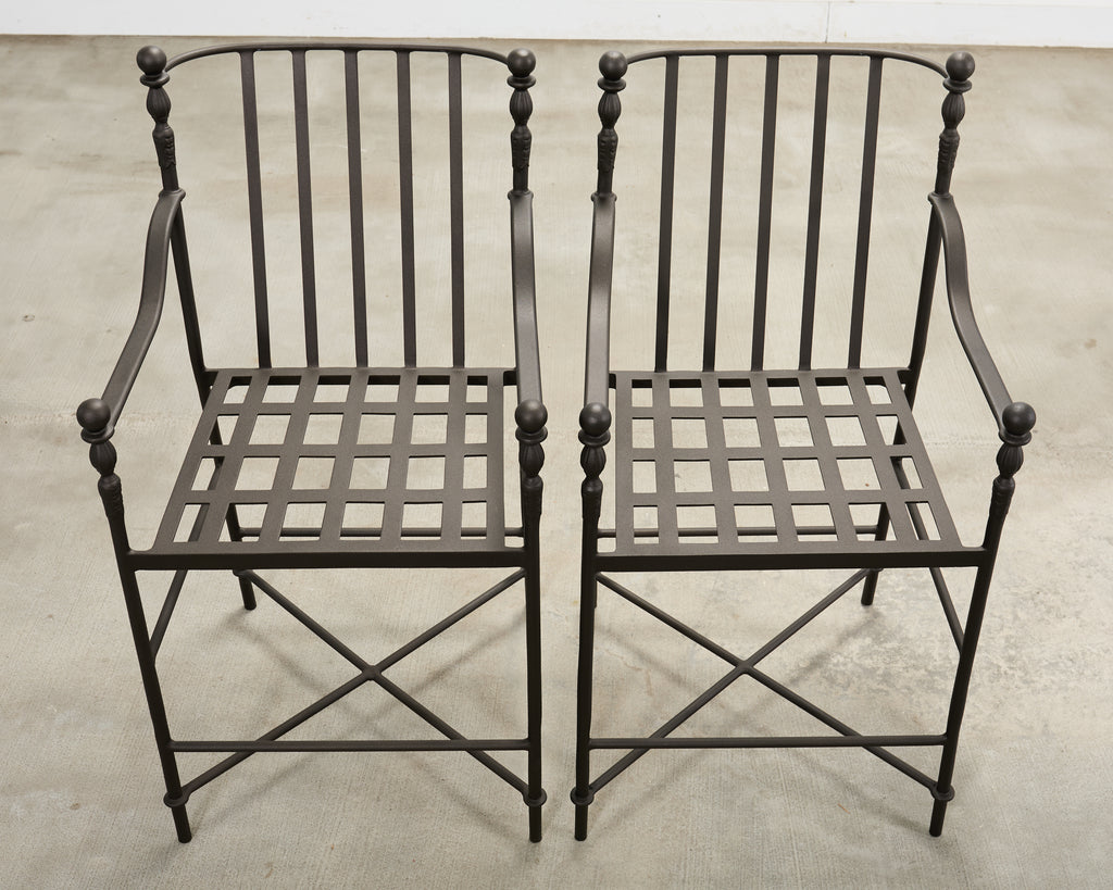 Set of Four Michael Taylor Montecito Bronzed Garden Counter Barstools