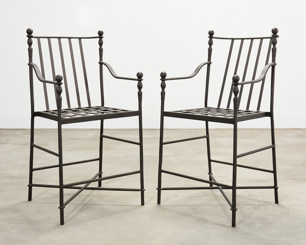 Set of Four Michael Taylor Montecito Bronzed Garden Counter Barstools