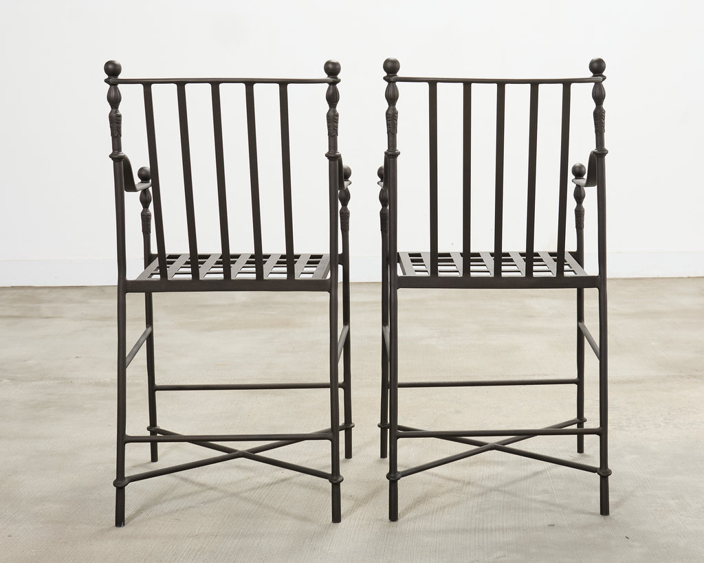 Set of Four Michael Taylor Montecito Bronzed Garden Counter Barstools