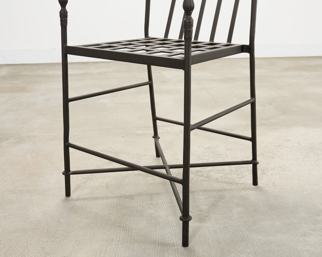 Set of Four Michael Taylor Montecito Bronzed Garden Counter Barstools