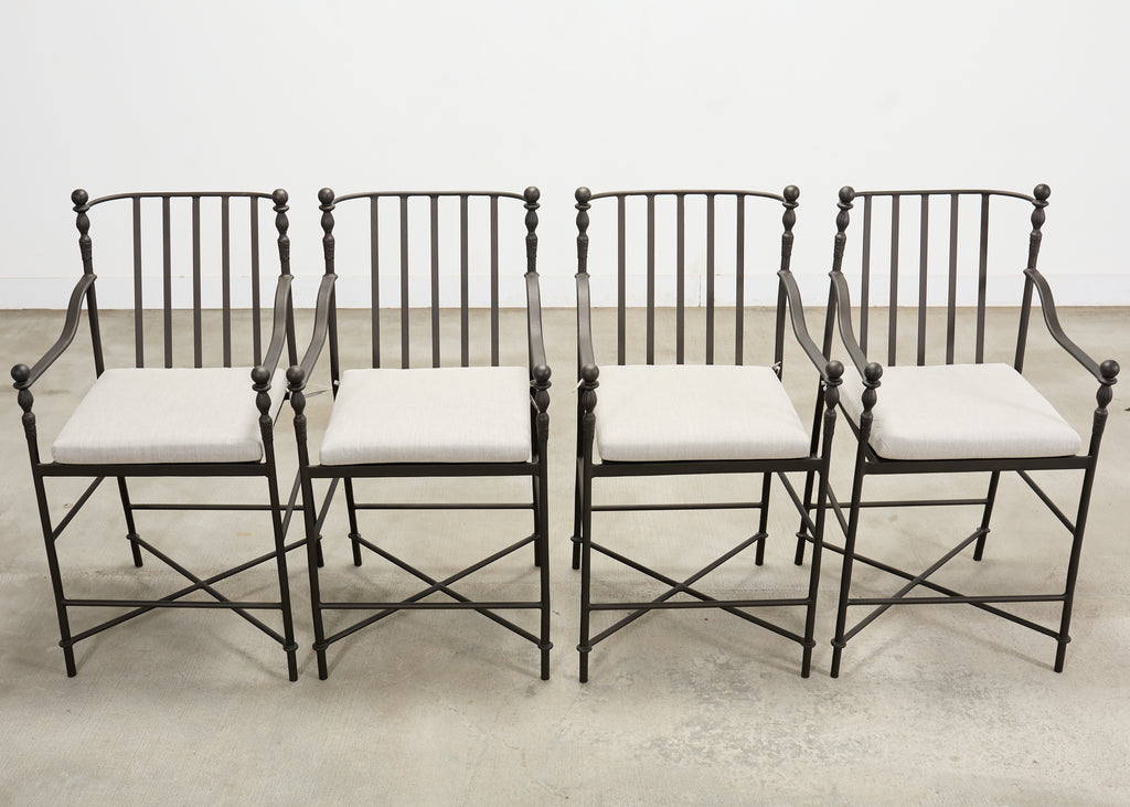 Set of Four Michael Taylor Montecito Bronzed Garden Counter Barstools