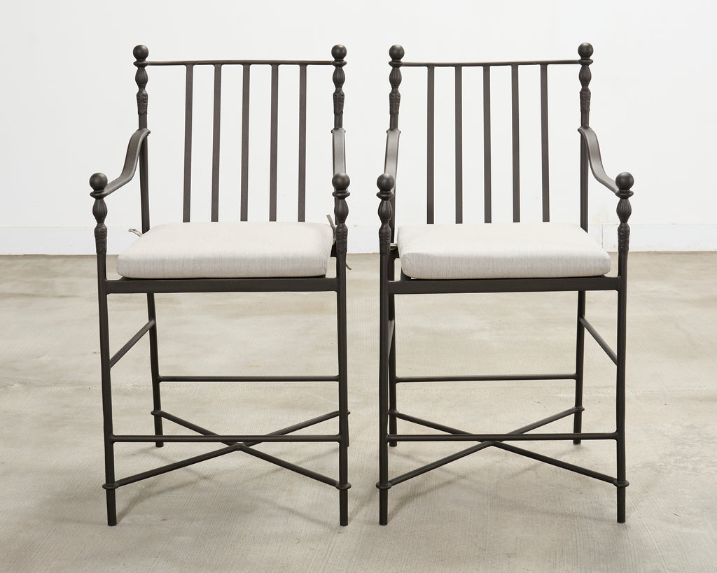 Set of Four Michael Taylor Montecito Bronzed Garden Counter Barstools