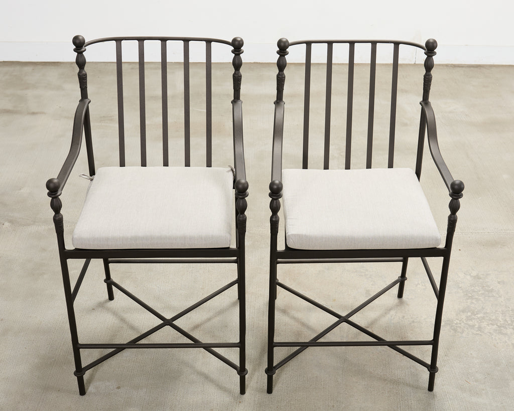 Set of Four Michael Taylor Montecito Bronzed Garden Counter Barstools