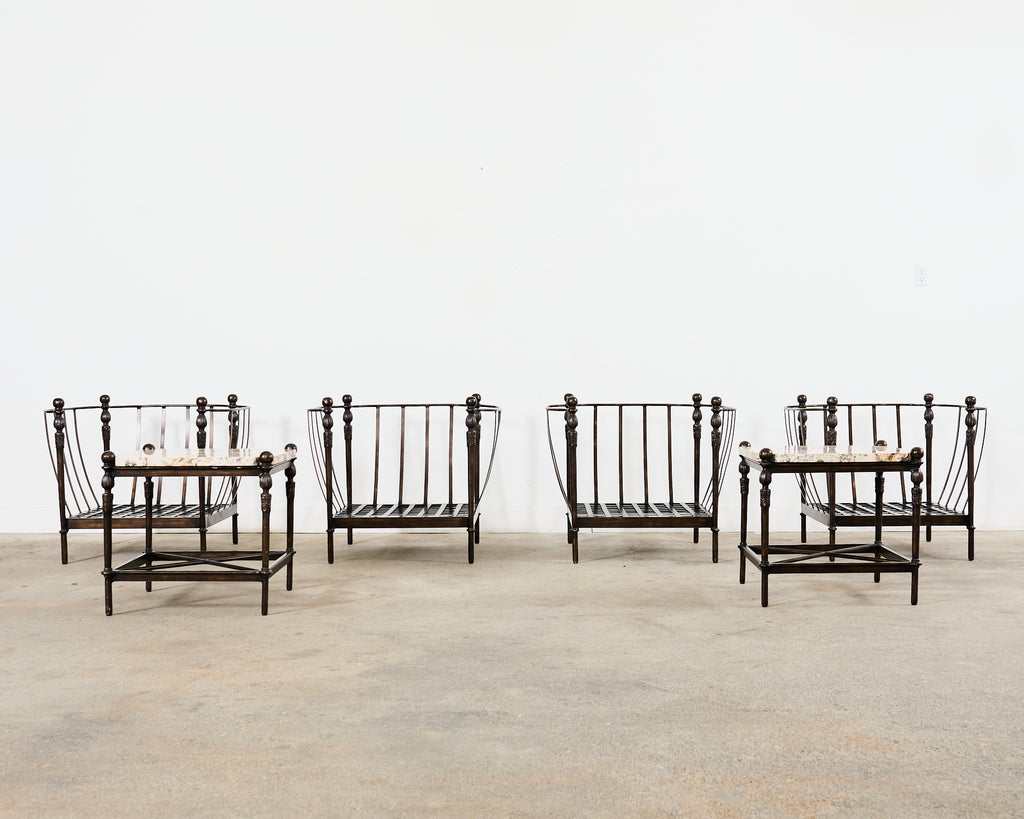 Pair of Michael Taylor Montecito Stone Top Garden Drinks Tables