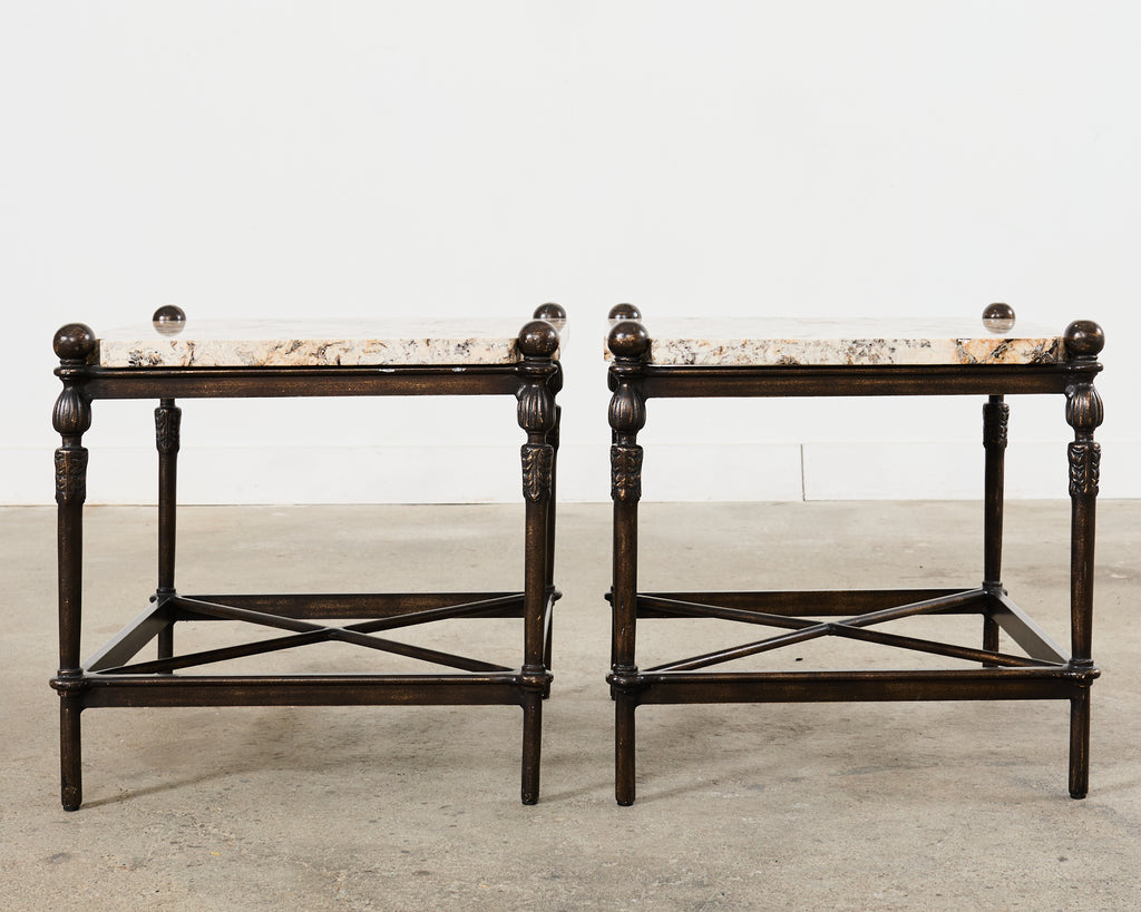 Pair of Michael Taylor Montecito Stone Top Garden Drinks Tables