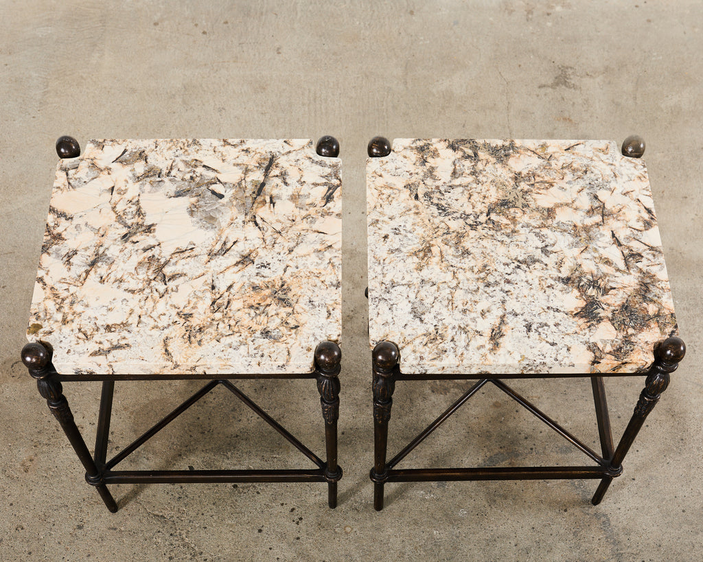 Pair of Michael Taylor Montecito Stone Top Garden Drinks Tables