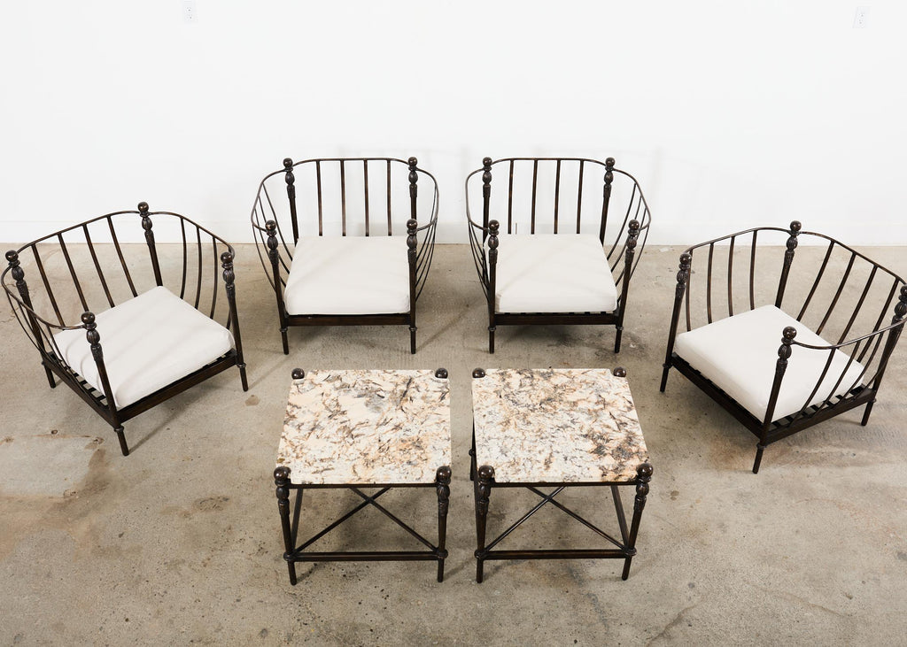 Pair of Michael Taylor Montecito Stone Top Garden Drinks Tables