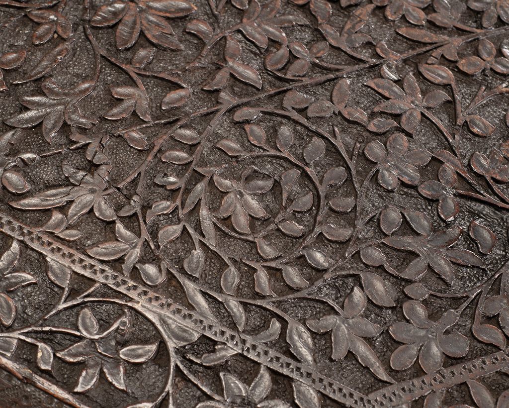 Anglo-Indian Kashmiri Style Carved Wood Octagonal Side Table