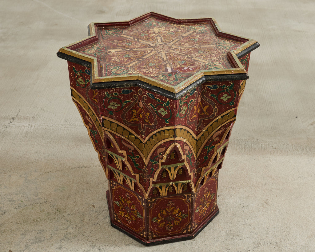 Moorish Middle Eastern Star Shaped Painted Drink Table